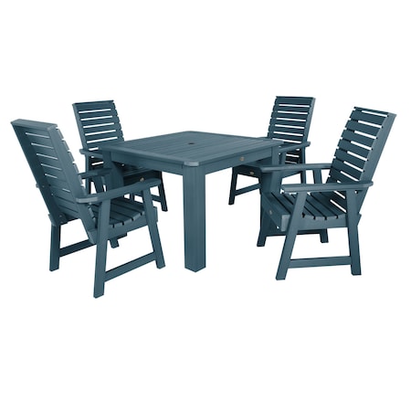Highwood Usa Weatherly 5pc Square Outdoor Patio Furniture Dining Set AD-DNW44-NBE